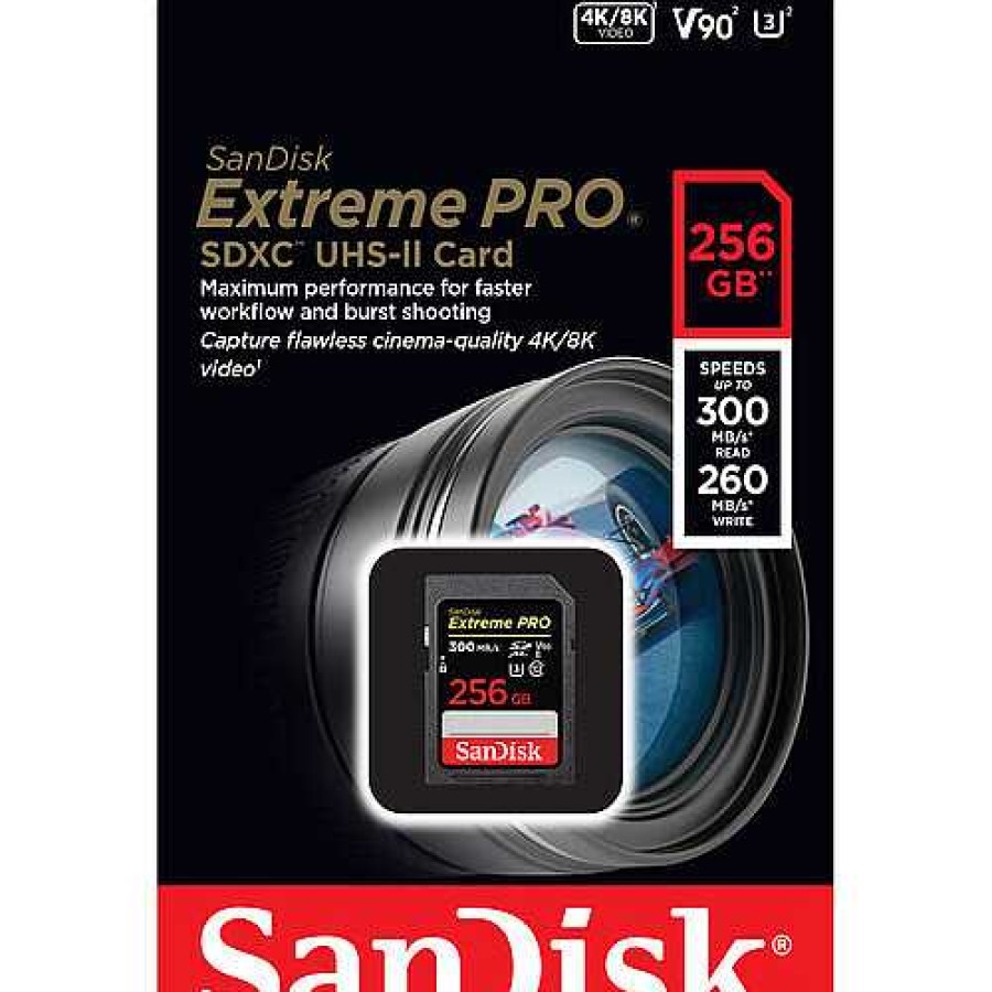 SanDisk Sandisk Extreme Pro 256Gb Sdxc Uhs-Ii 300Mb/S Memory Card - V90 Sd Memory Cards