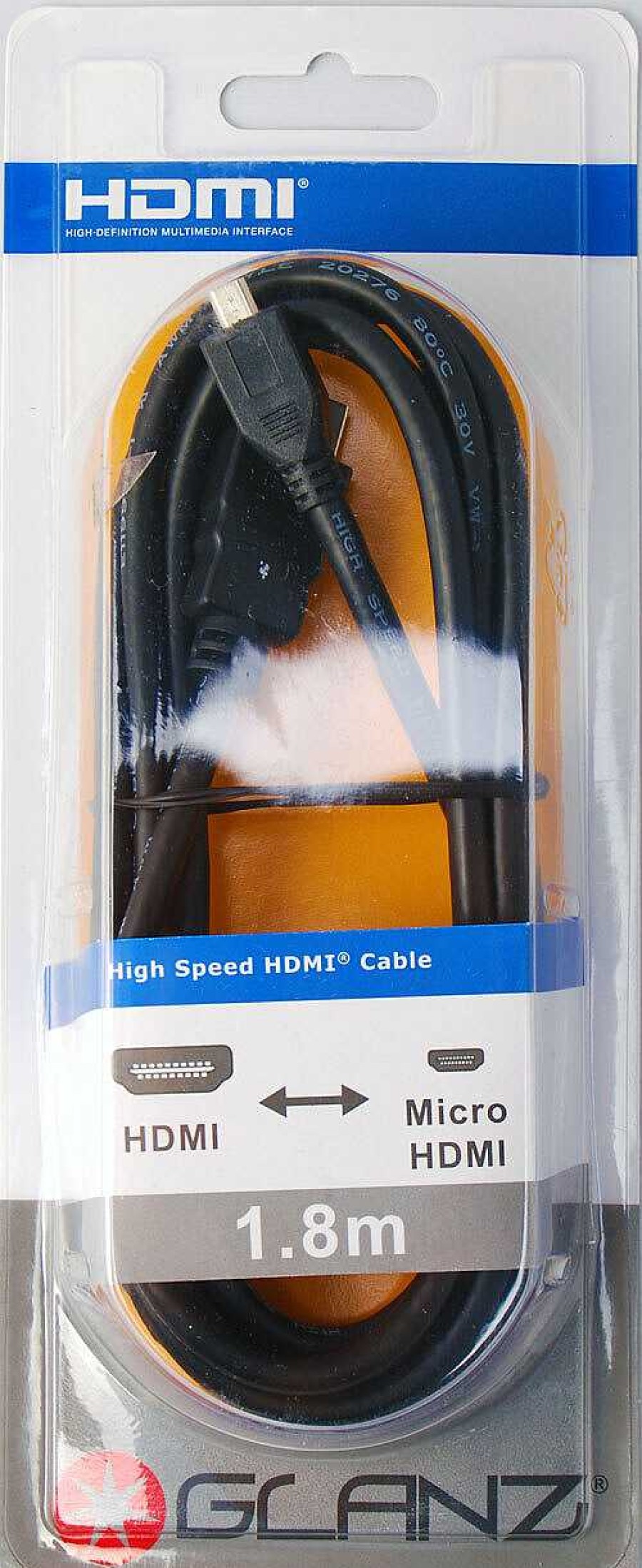 Glanz Glanz Hdmi (A) To Hdmi Micro (D) 1.8 Metres Cables