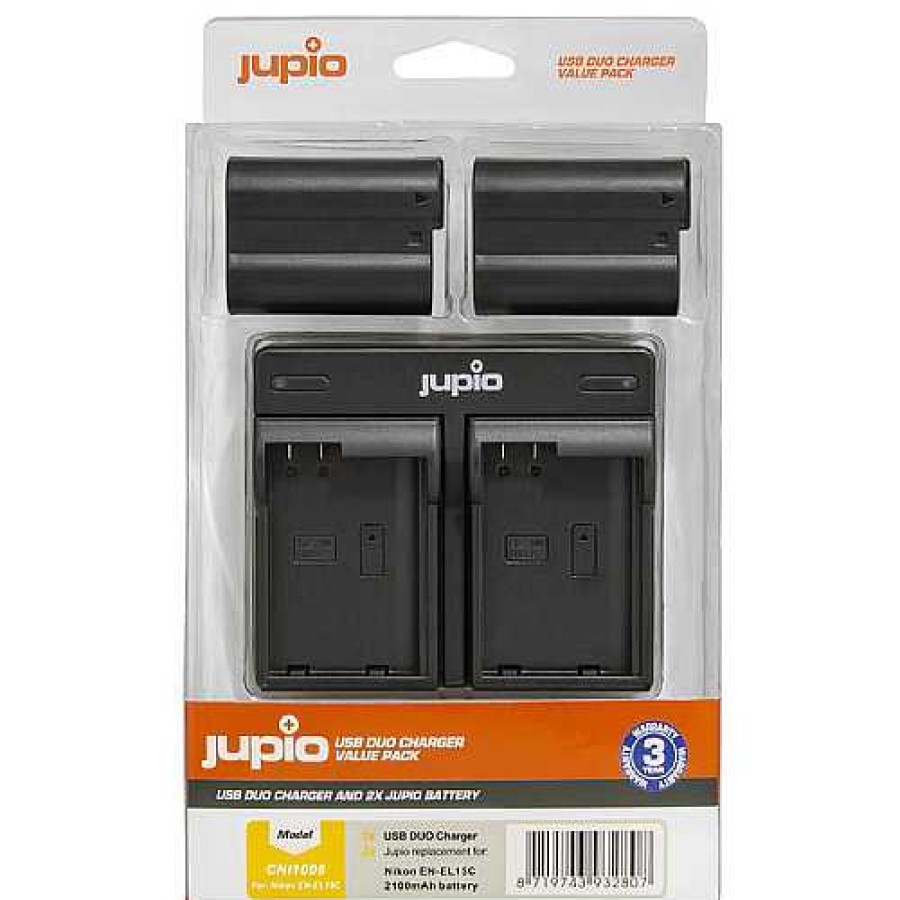 Jupio Jupio En-El15C Rechargeable Dual Charger Kit For Nikon Cameras Battery Chargers & Plates