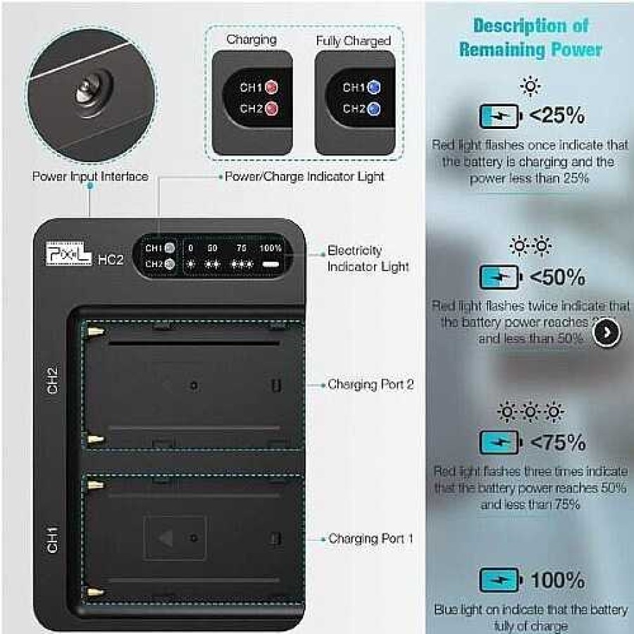 Pixel Pixel Np-F Dual Battery Charger Battery Chargers & Plates