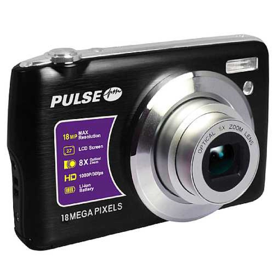 PULSE Pulse 18Mp Compact Camera Kit With 8X Optical Zoom - Black Compact Cameras