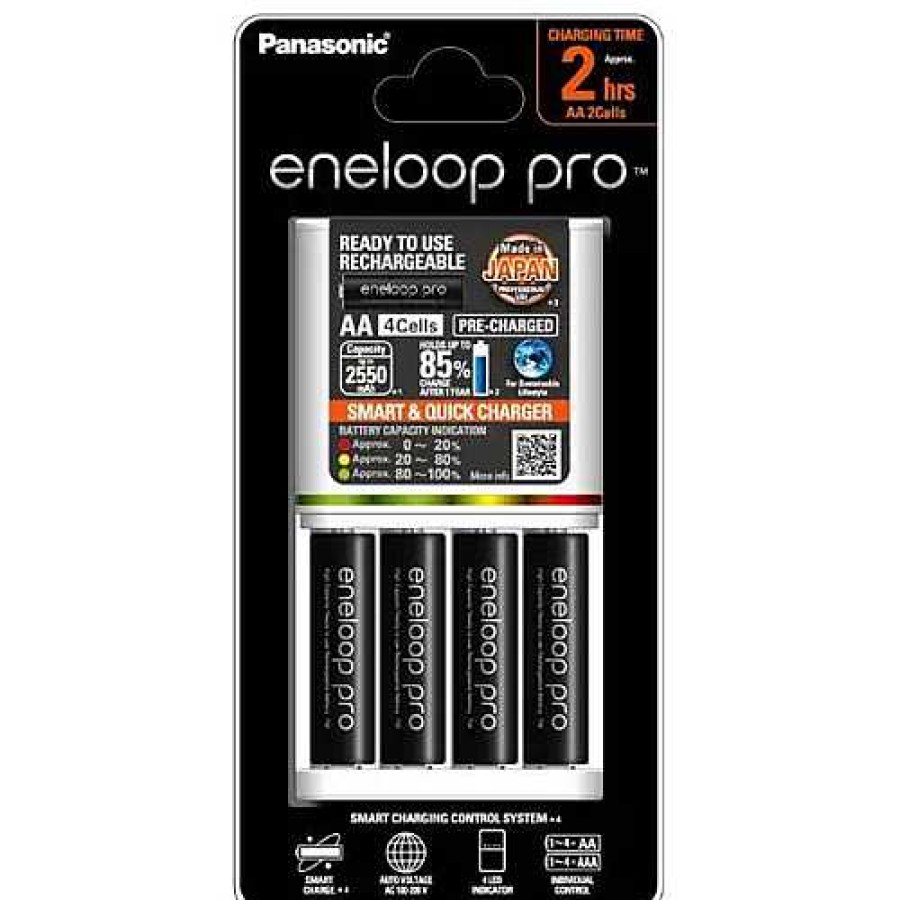 Panasonic Panasonic Eneloop 4 Cell Quick Charger + 4 X Eneloop Aa Pro Batteries - K-Kj55Hcc4Ta Aa / Aaa Batteries & Chargers