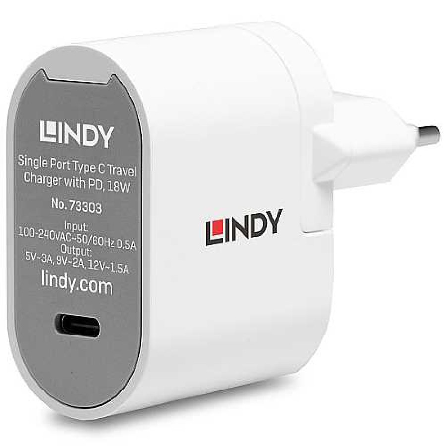 Lindy Lindy 18W Usb Type C Pd Charger With Multi-Country Plugs Battery Chargers & Plates